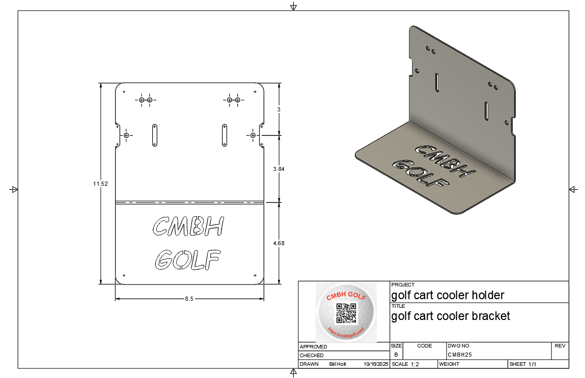 Golf cart cooler holder